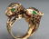 14K Yellow Gold & Enamel Dual Panther Head Ring - 6