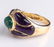 18K Yellow Gold Emerald & Diamond & Amethyst Ring - 3