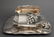 Ornate Silver Center Bowl & Tray with Grape Motif