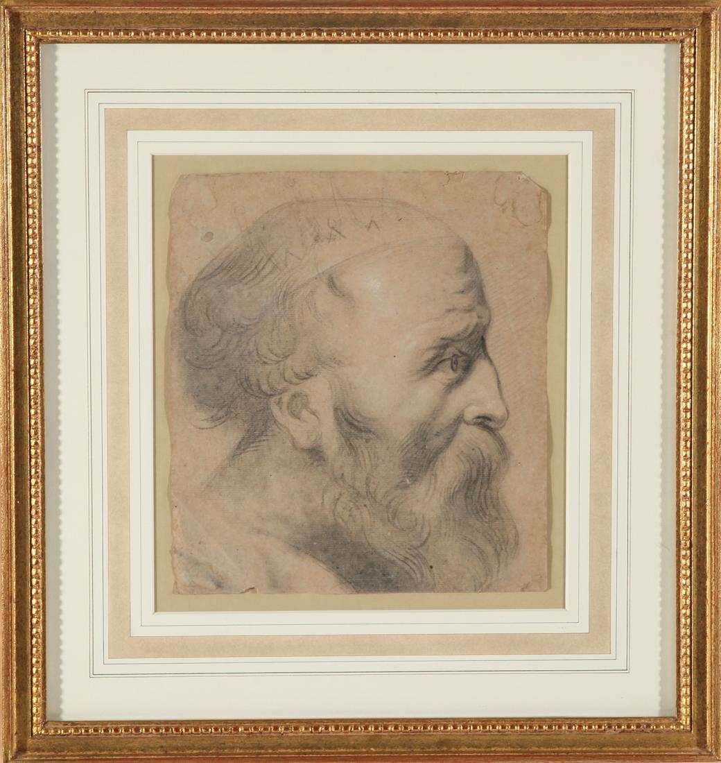 Profile Study Pencil Drawing, Antique (1 of 5)