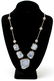 Silver Chalcedony Geode & Rhinestone Necklace