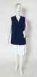 Blue Felt & Rabbit Fur Vest