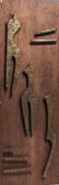 Abstract Figural Brass And Oak Panels, Pair - 3