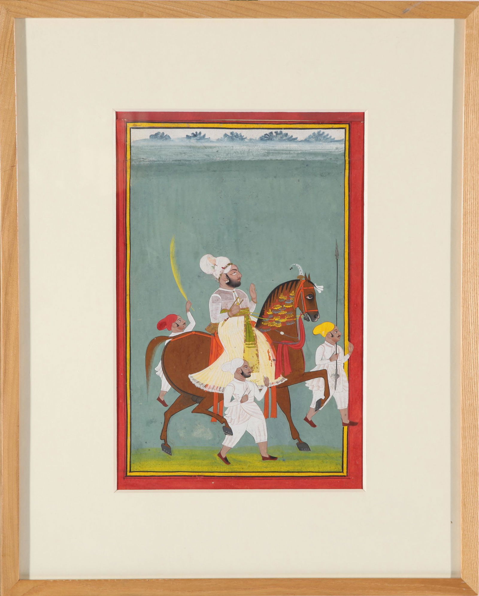 Antique Rajasthani "Nobleman on Horseback" Gouache (1 of 5)