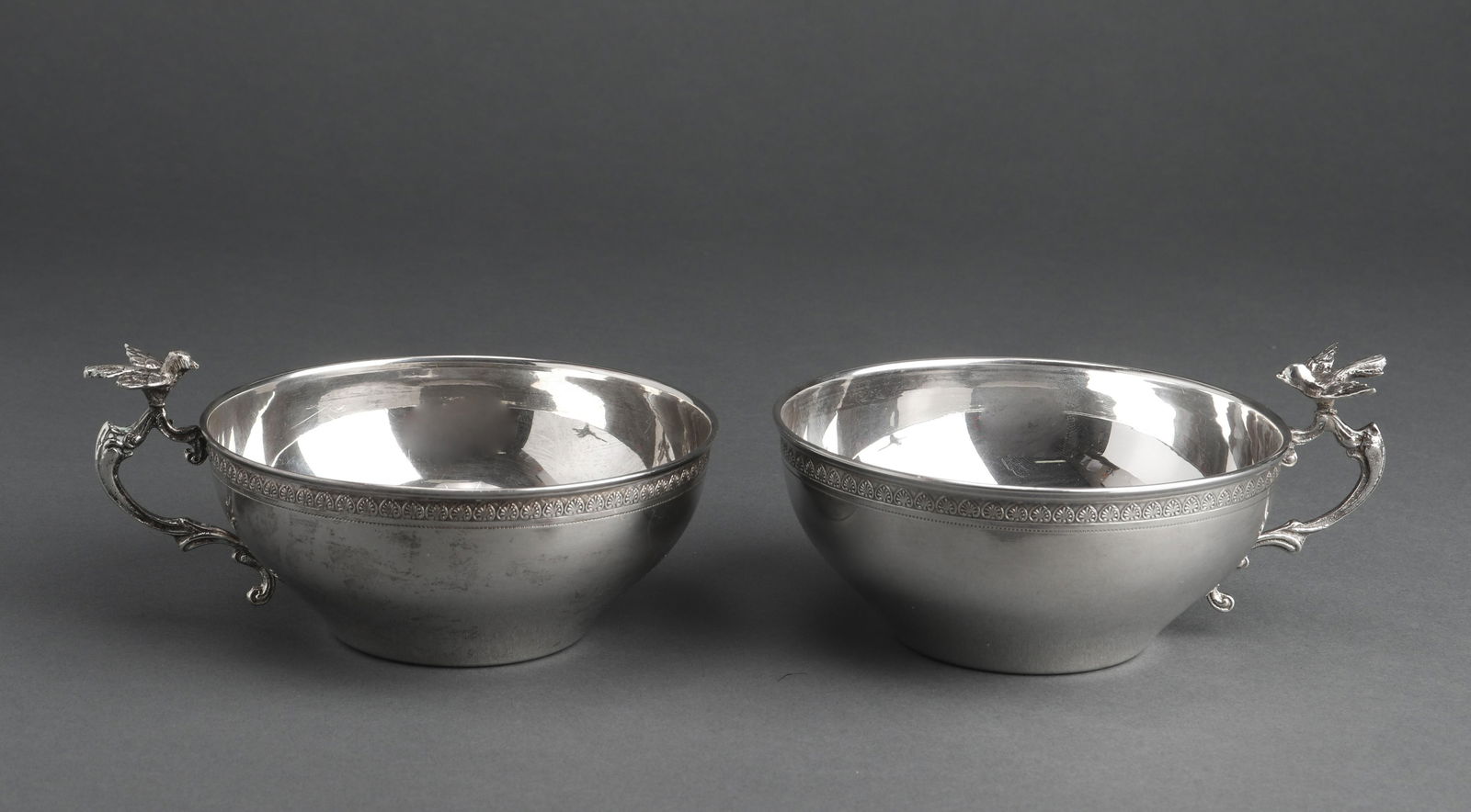Continental Silver Bird Motif Cups, Pair (1 of 6)
