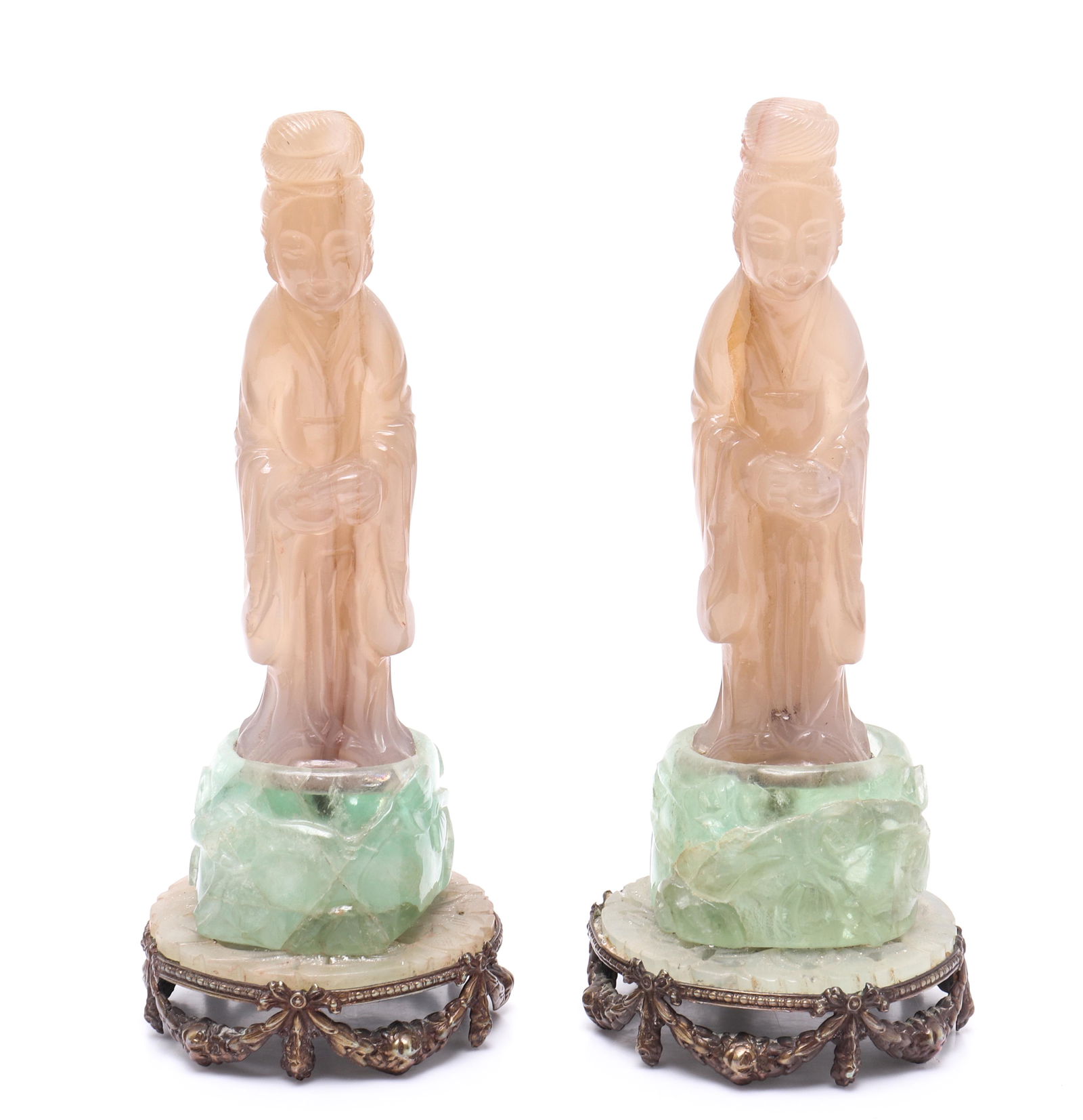 Chinese Carved Quartz Figures, Pair (1 of 5)