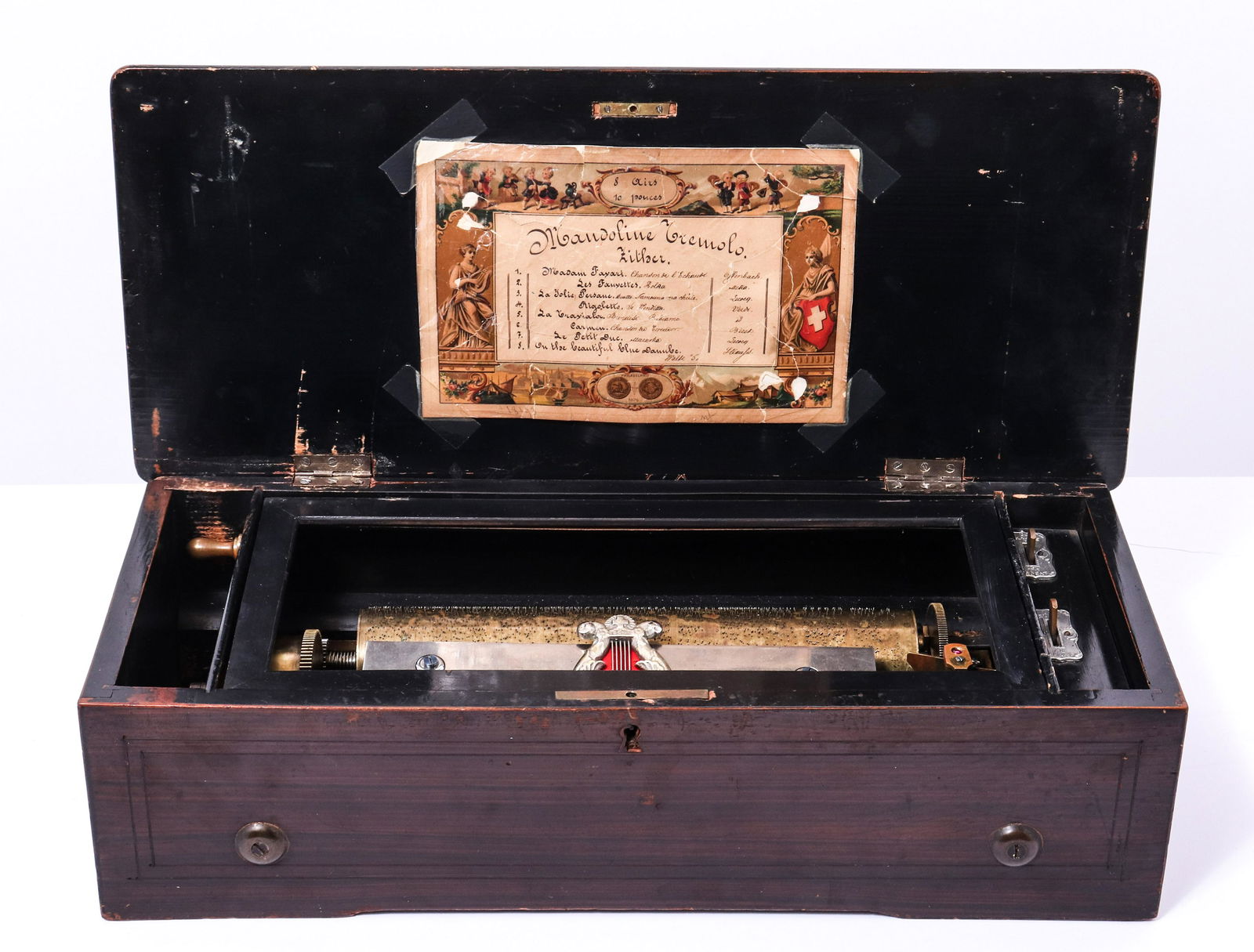 Swiss 'Eight Airs' Inlaid Walnut Music Box (1 of 9)