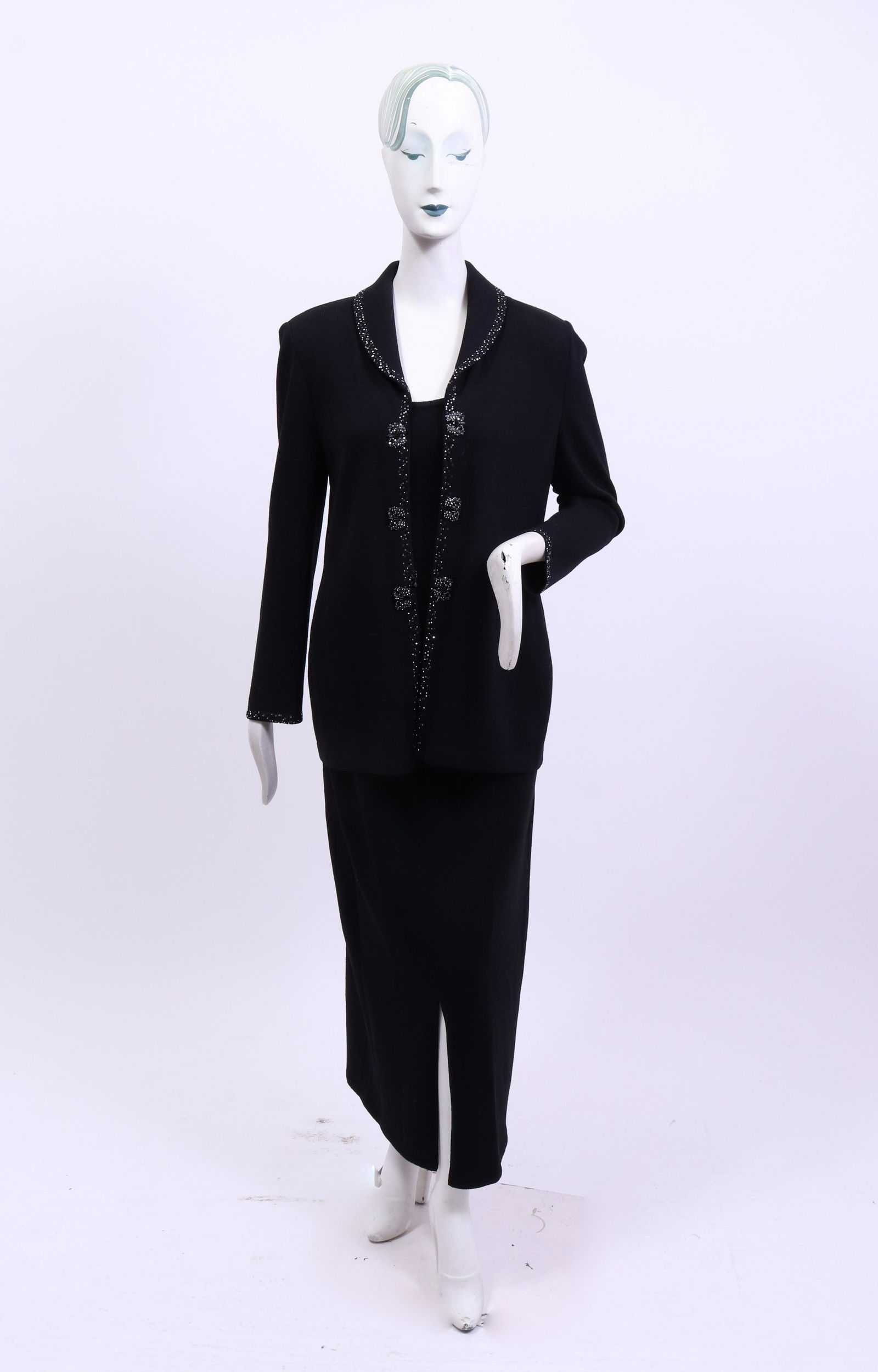 St. John Marie Gray Wool Knit Skirt Suit (1 of 6)