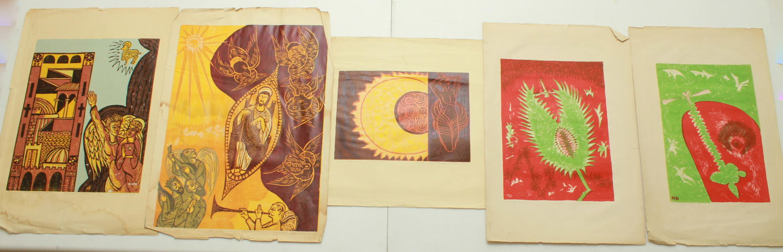 Martin Barooshian Colored Woodcut Prints, 5 (1 of 8)