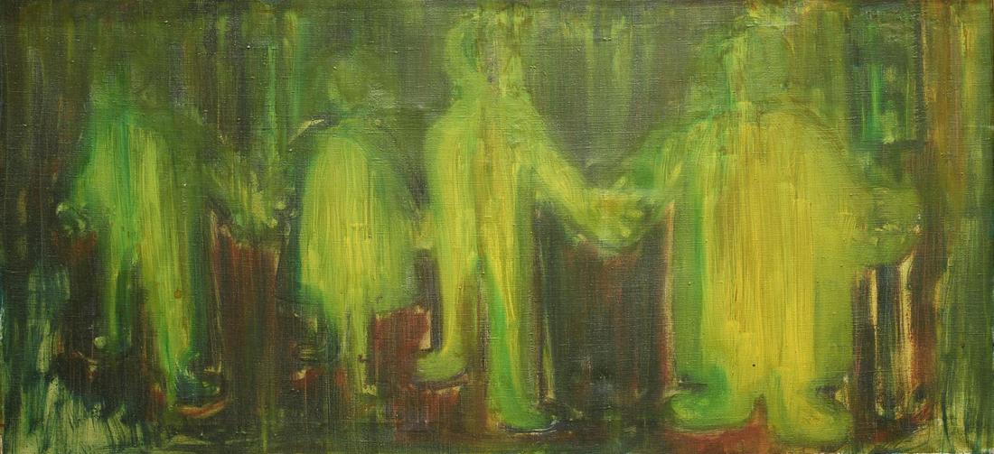 Unsigned Mid-Century Modern Oil on Canvas (1 of 2)