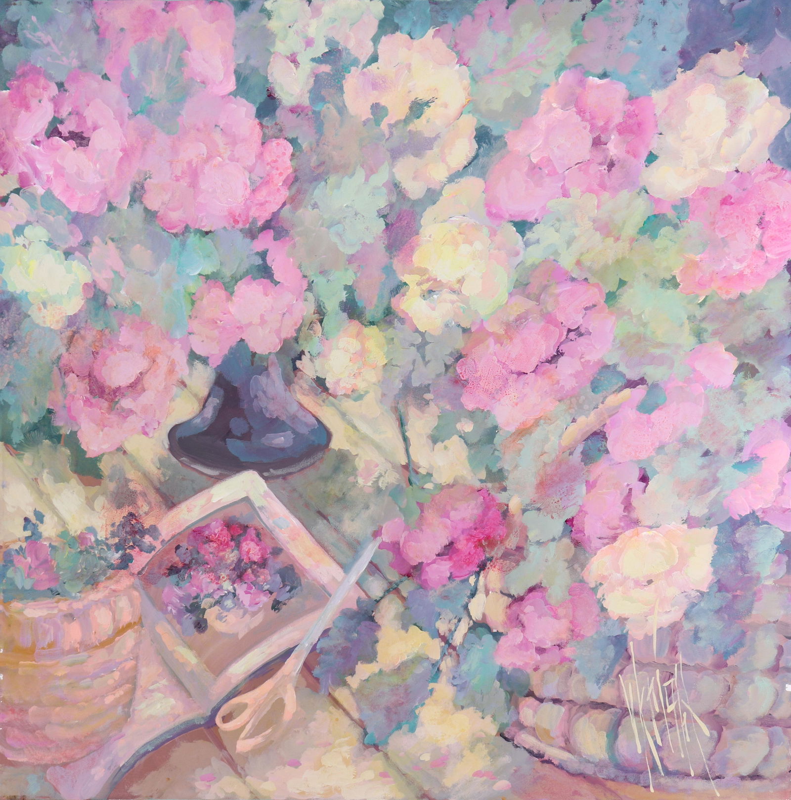 V. Knight "Floral Arrangement Study" Oil on Canvas (1 of 5)