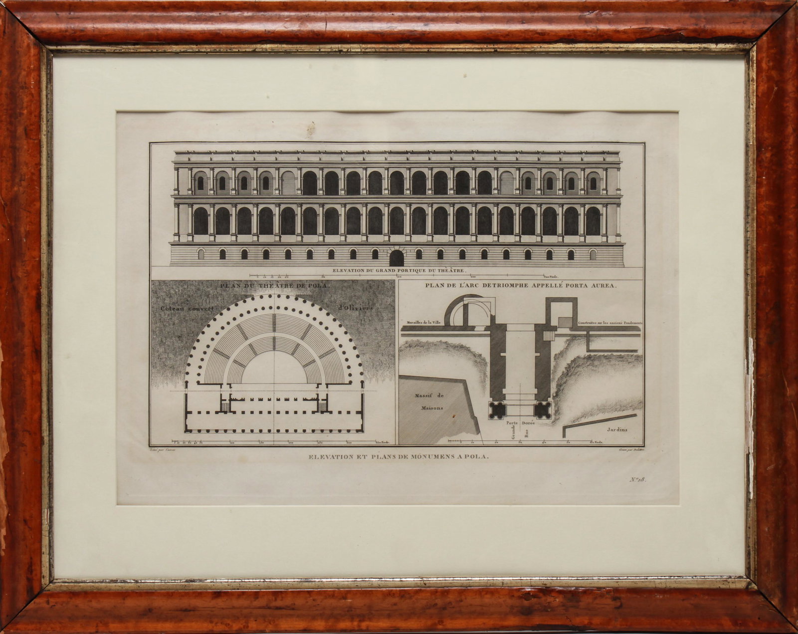 "Elev et Plans de Monumens Apola" Engraving 19th C (1 of 4)