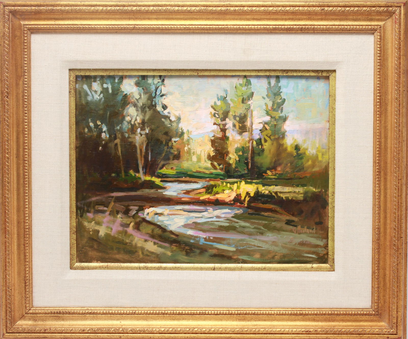 G Holland Signed "Twilight, River in Summer" Oil (1 of 4)