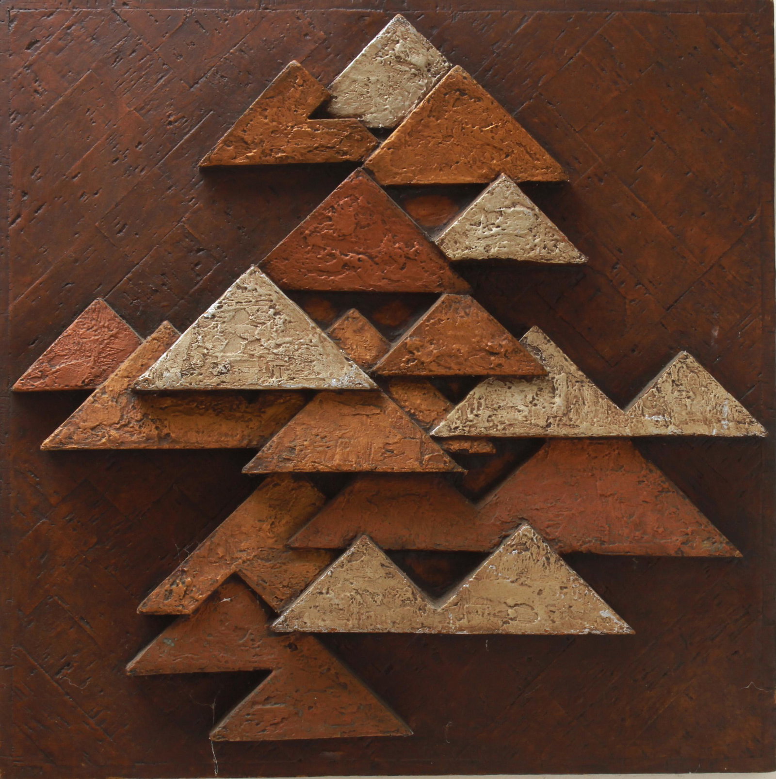 Mid-Century Geometric Bas Relief Cast Resin (1 of 5)