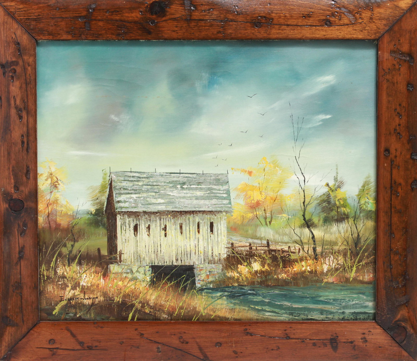 Everett Woodson "Covered Bridge" Oil on Canvas (1 of 5)