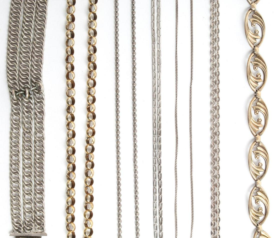 7 Assorted Silver Chains & Bracelets (1 of 2)