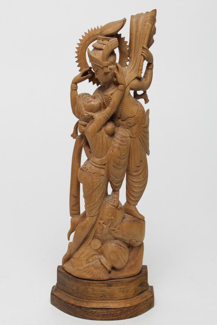 Indian Hindu Shiva & Parvati Wood Sculpture (1 of 5)