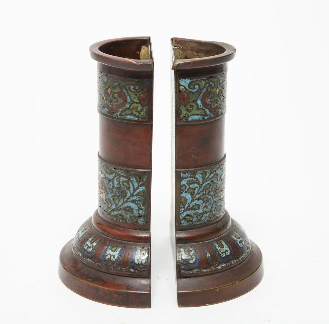 Chinese Bookends, Cloisonne & Bronzed Metal (1 of 6)