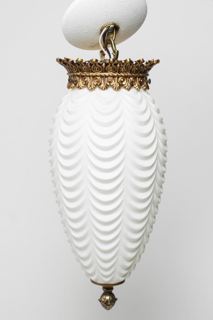 Vintage Pendant Lamp, White Ruffled Glass, by L&L (1 of 4)