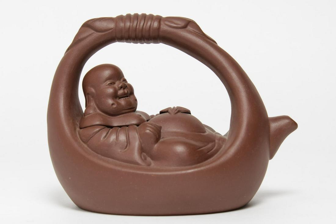 Chinese Yixing Pottery Teapot, Laughing Buddha (1 of 6)