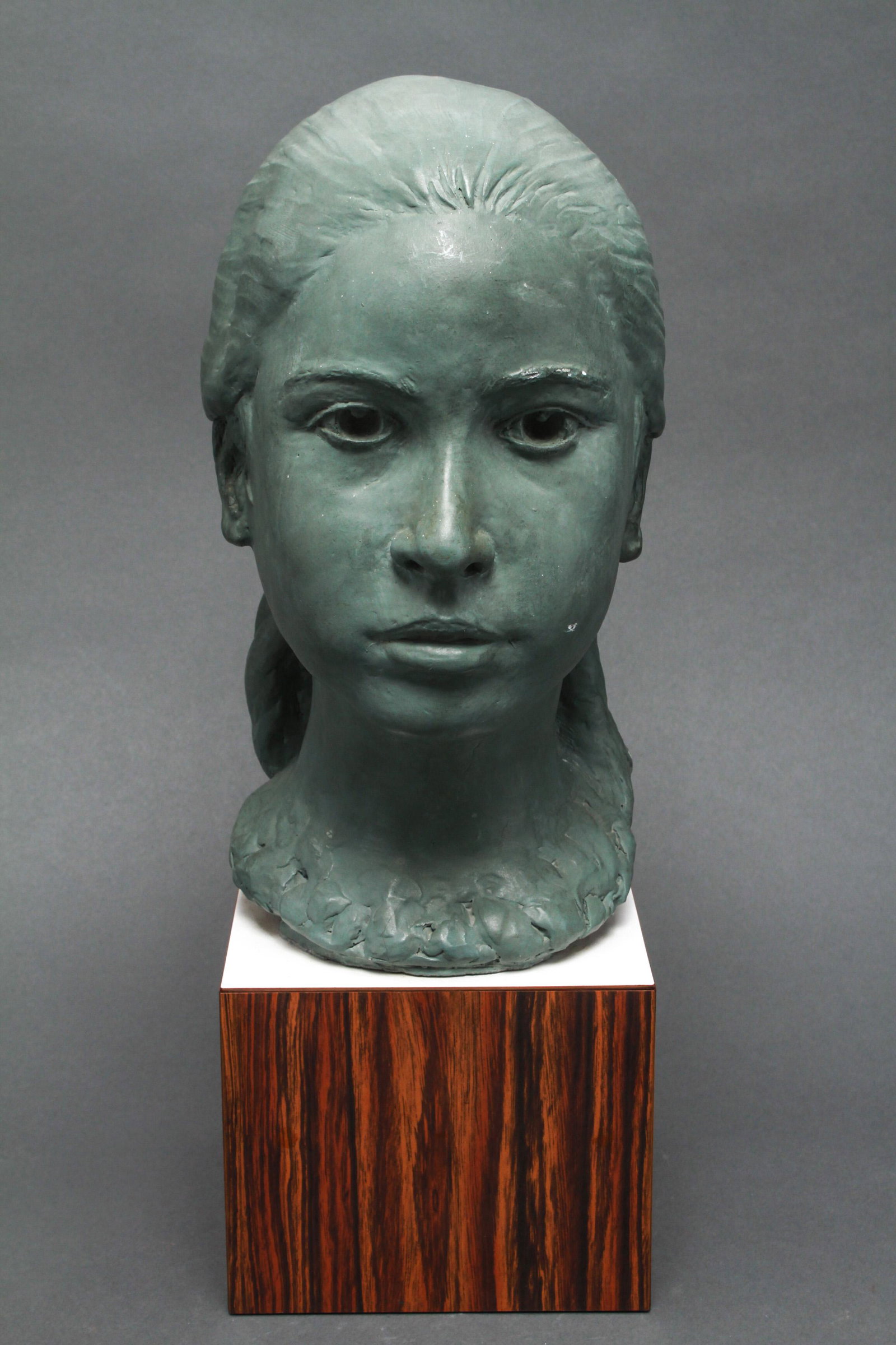 Illegibly Signed Composition Bust of Young Girl (1 of 6)