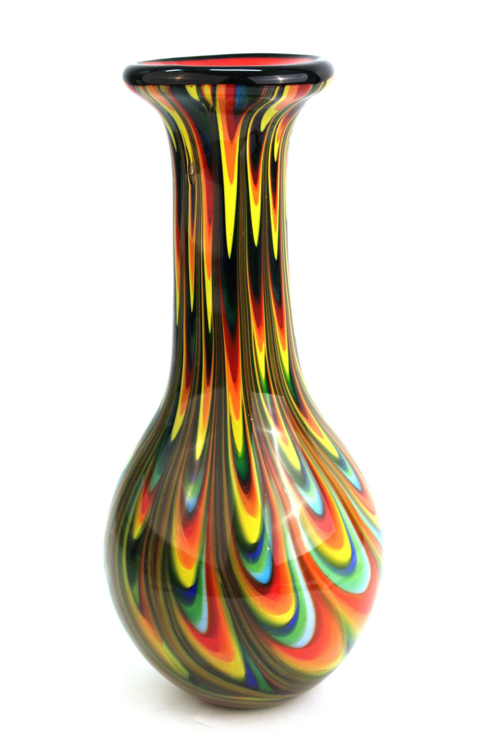 Modern Cased Art Glass Pulled Feather Vase (1 of 12)