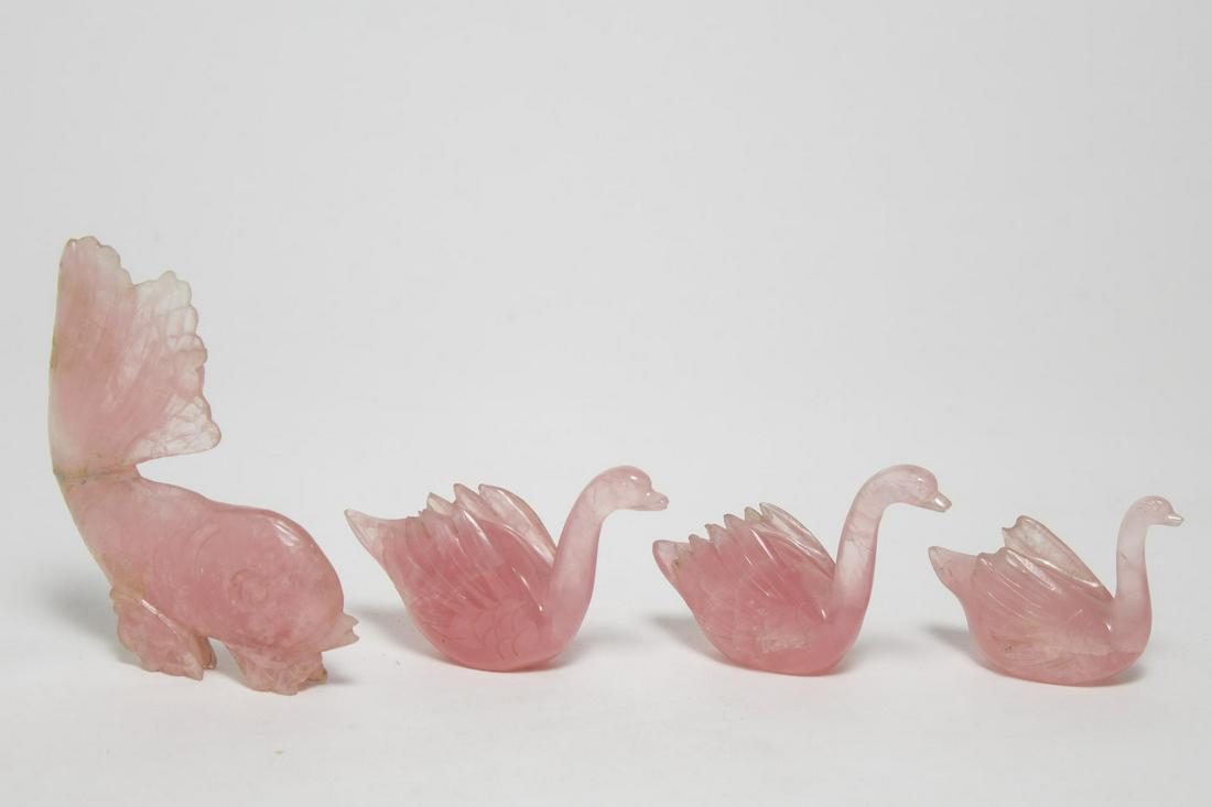 Asian Carved Rose Quartz Table Sculptures, 4 (1 of 3)