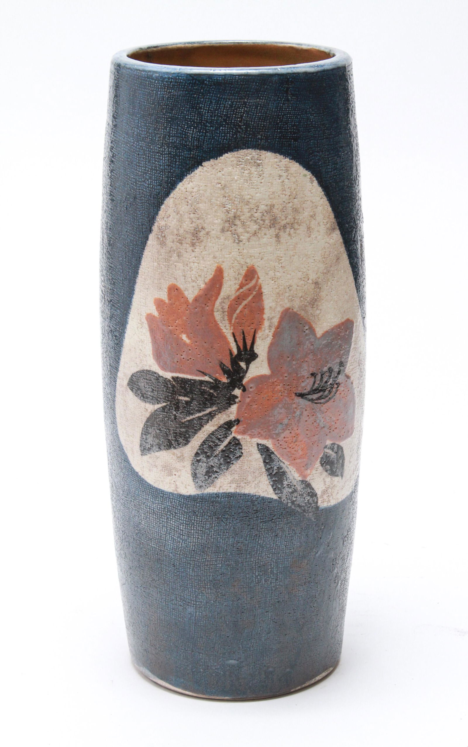 Modern Stoneware Pottery Tall Vase w Flowers (1 of 4)
