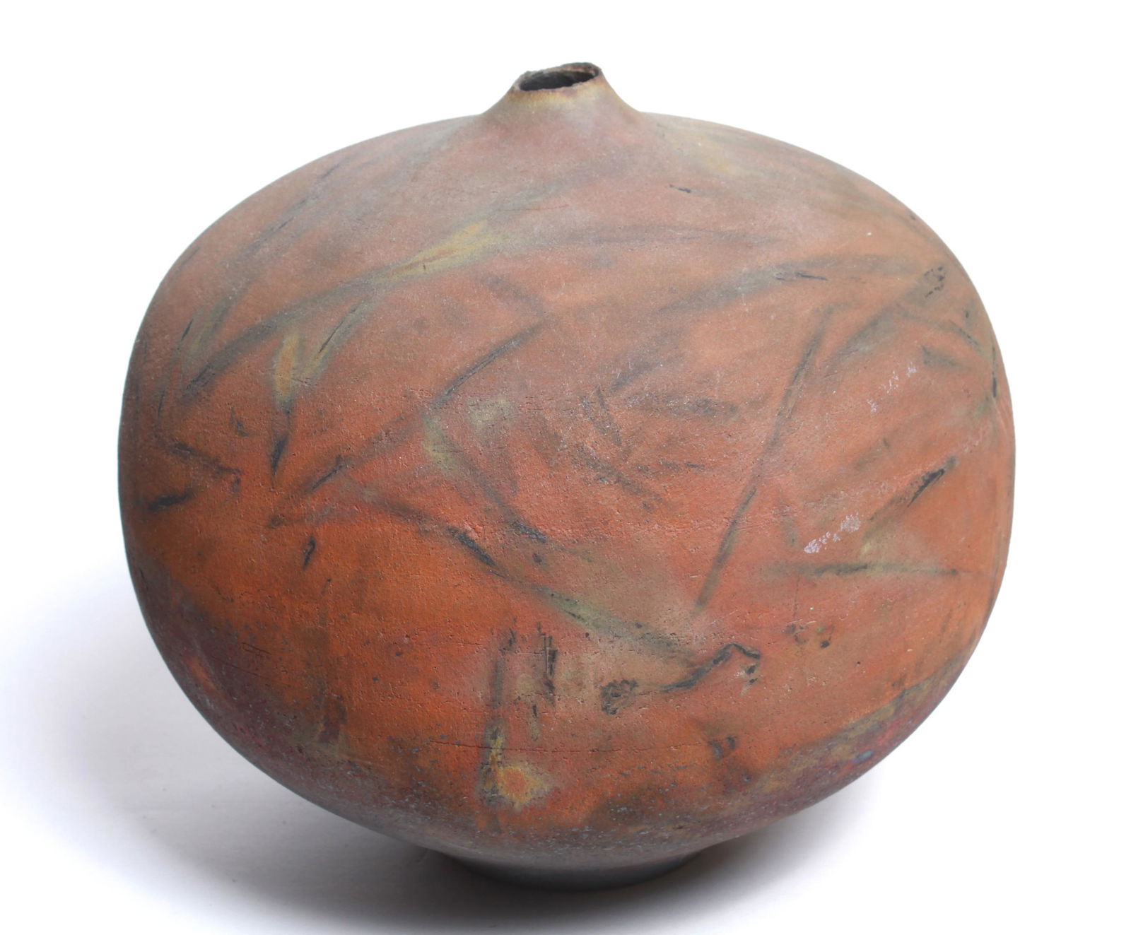 Wesley Anderegg Round Raku Pottery Vessel Vase (1 of 6)