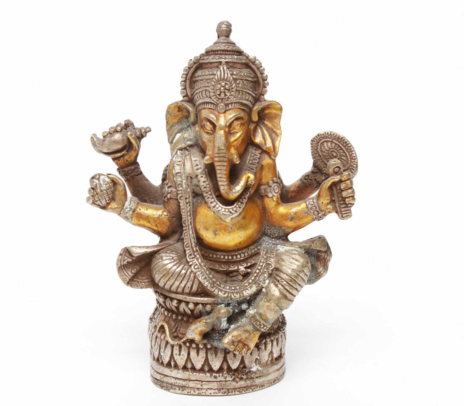 Indian or Tibetan Metal Ganesh Figure on Throne (1 of 6)