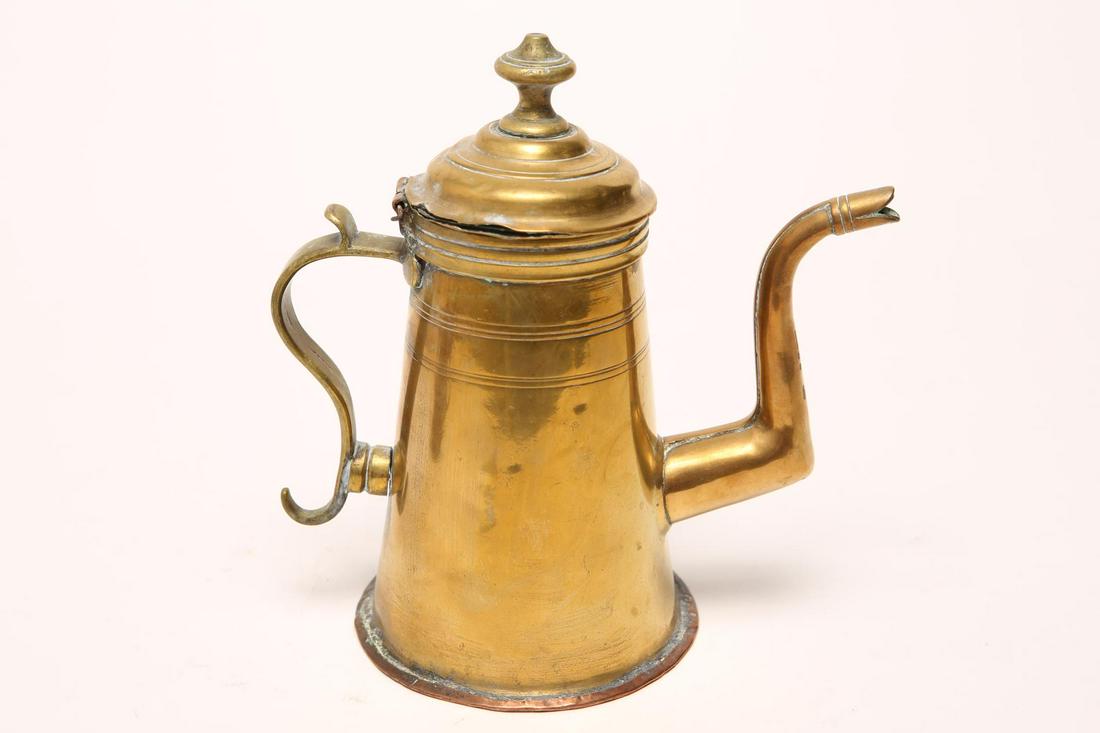 French Brass & Copper Country Primitive Coffee Pot (1 of 7)