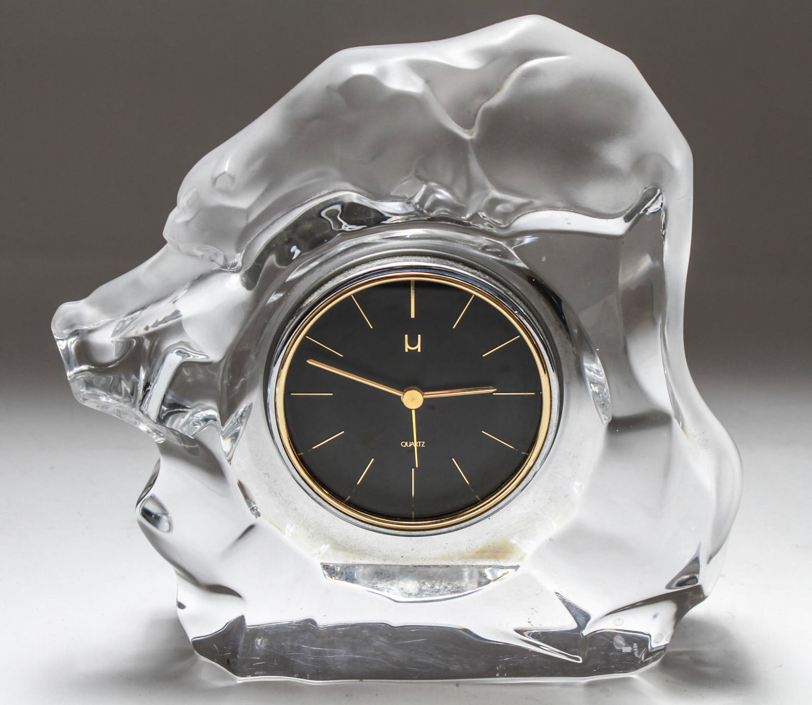 Hoya Museum Japan Crystal Lion Clock, Vintage (1 of 10)