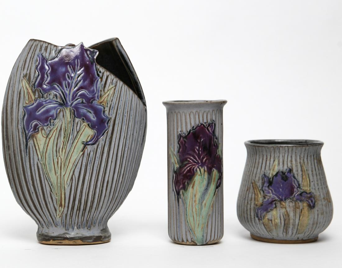 Studio Art Pottery Ceramic Iris Vases, 4 (1 of 20)