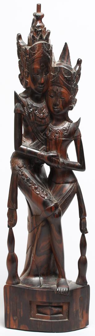 Balinese Hardwood Sculpture of 2 Legong Dancers (1 of 4)