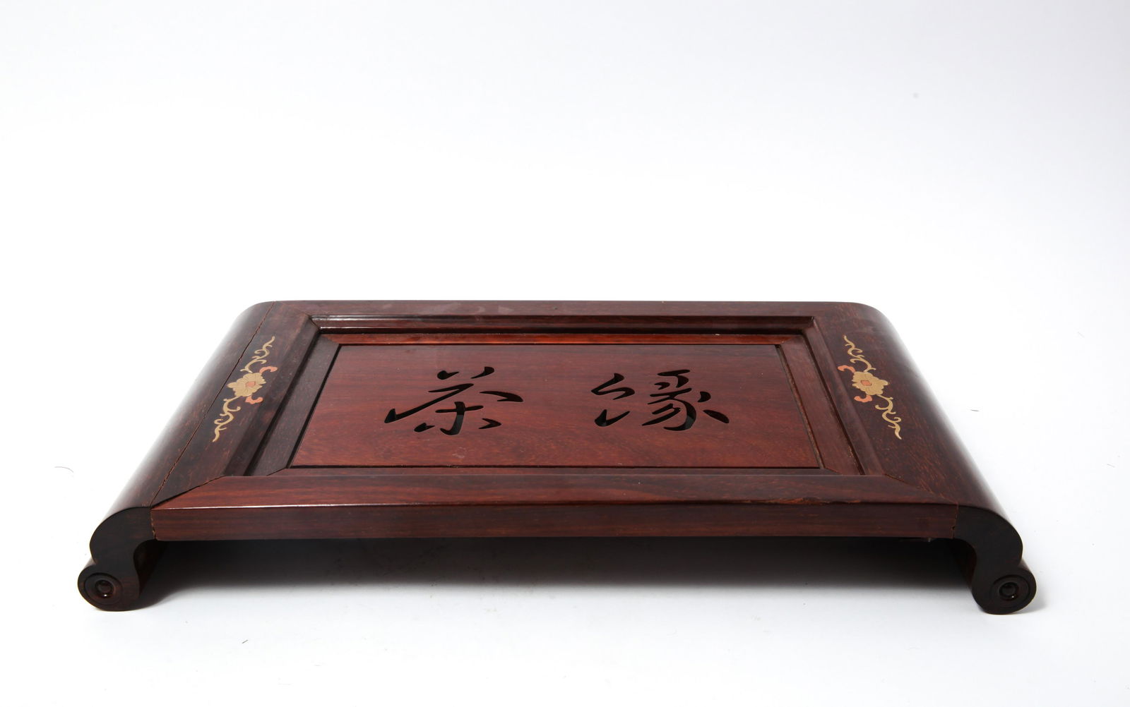 Asian Inlaid Hardwood Tray / Stand (1 of 3)