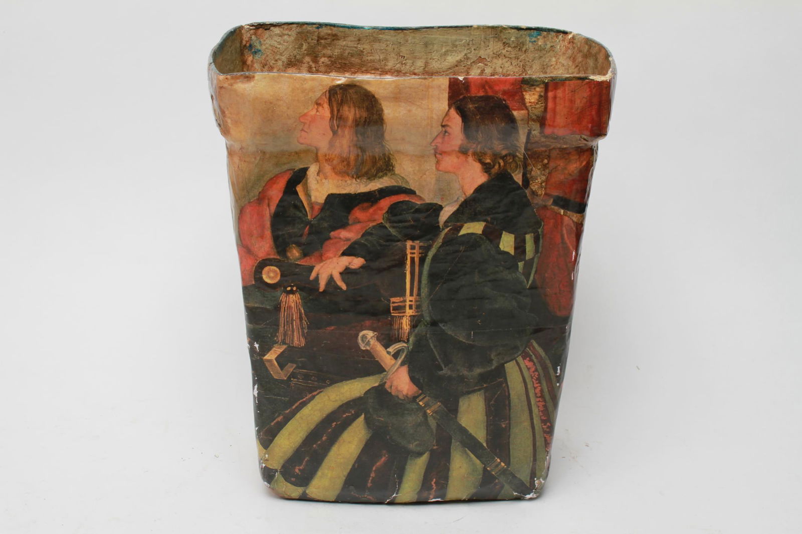 Decoupage Wastebasket w Renaissance Imagery (1 of 5)