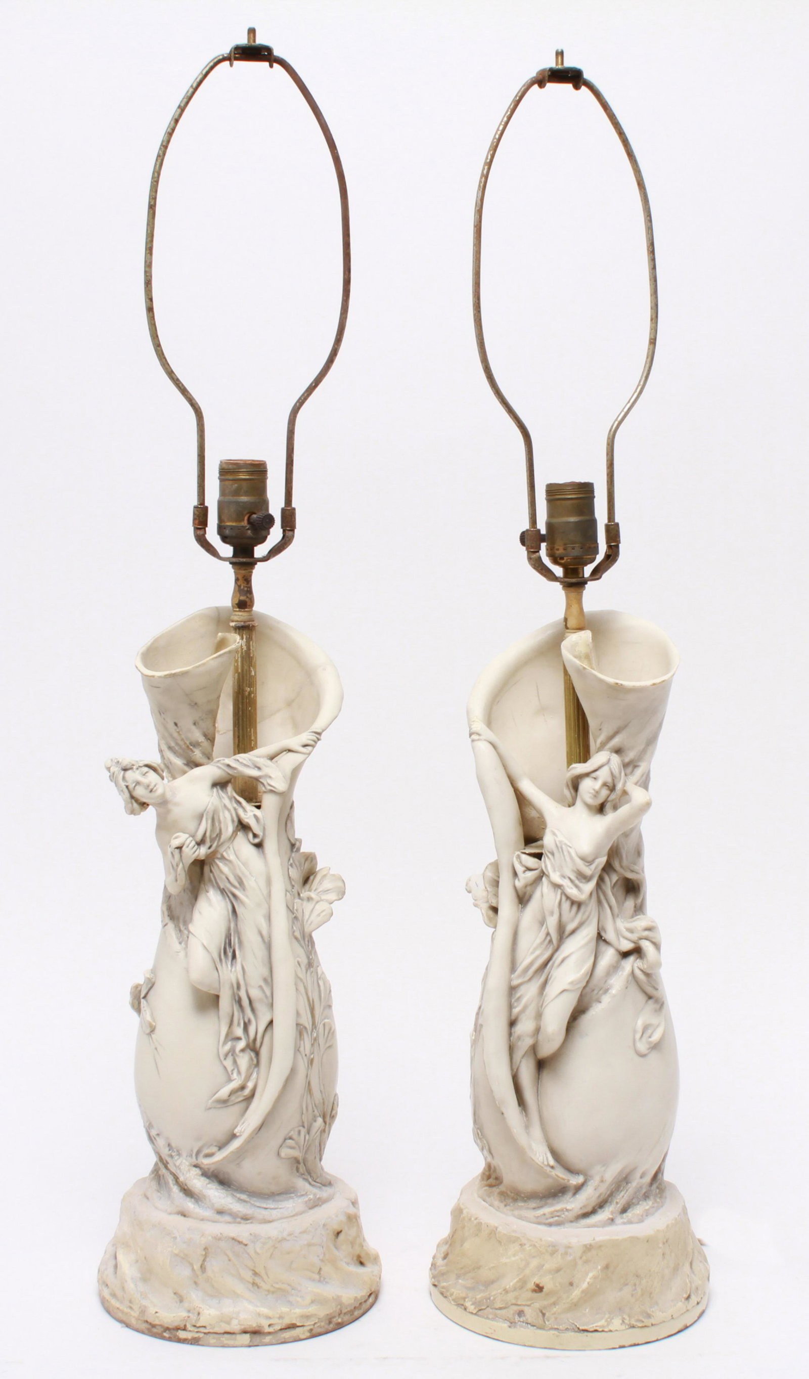 Art Nouveau Figural Composite Lamps, Pair (1 of 7)