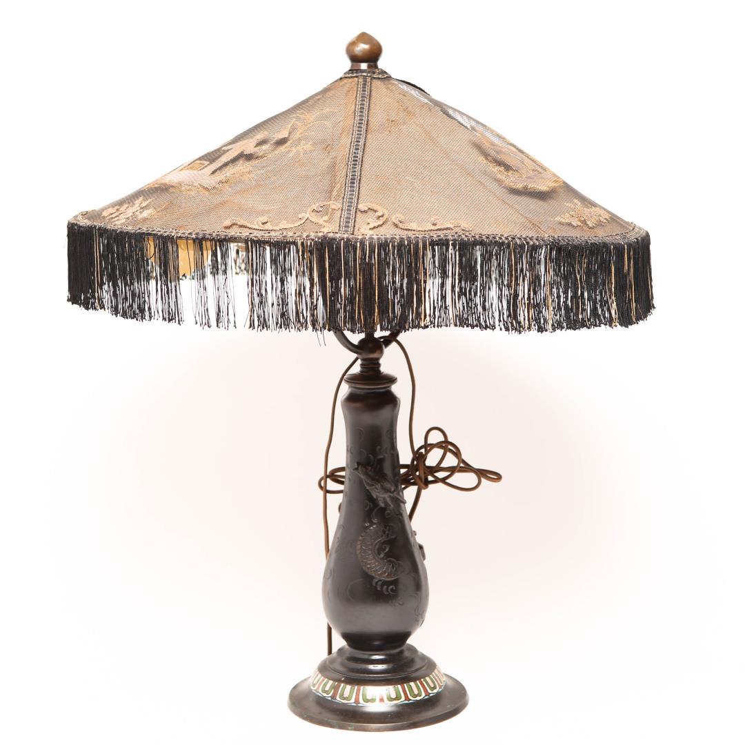 Chinese Dragon Etched Boudoir Lamp, 1920s (1 of 11)