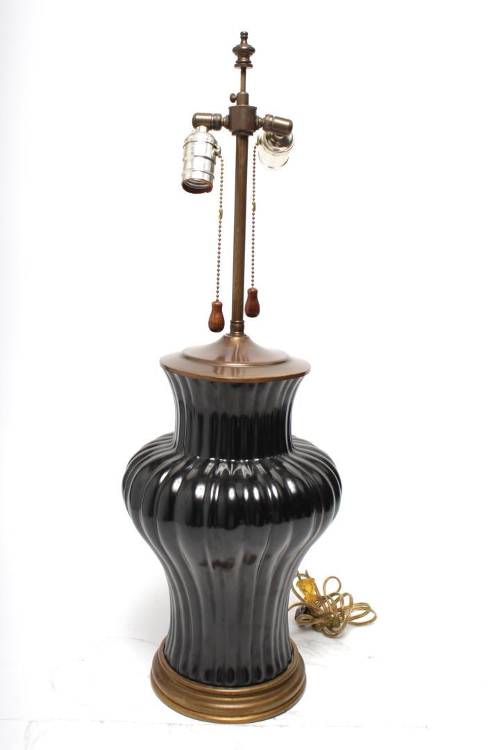 Chinese Black Glazed Porcelain Table Lamp (1 of 11)