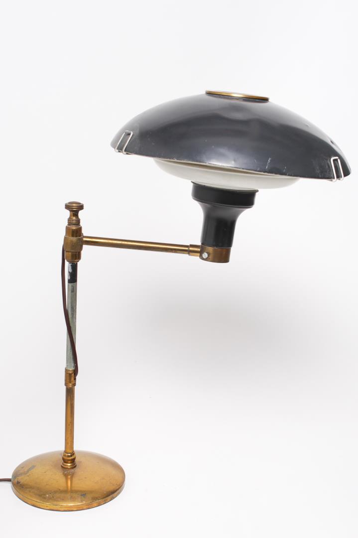 Swing-Arm Table Lamp Painted Metal & Brass Vintage (1 of 4)
