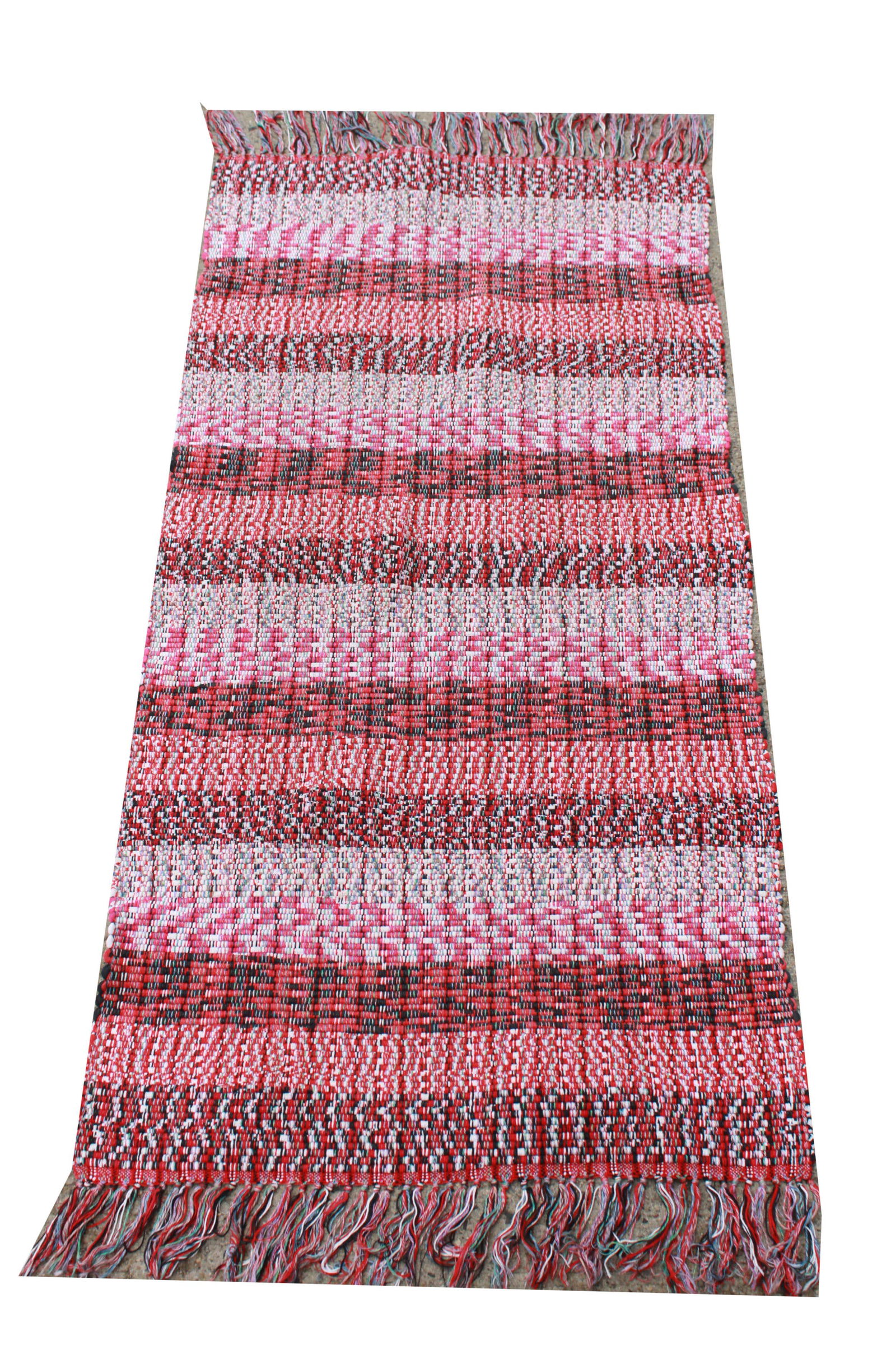 Modern Striped Rug 2' 5" x 4' 8": Modern rug with horizontal stripes. 2' 5" x 4' 8". From the Collection of Actor Ron Rifkin. Wear throughout and soiling.