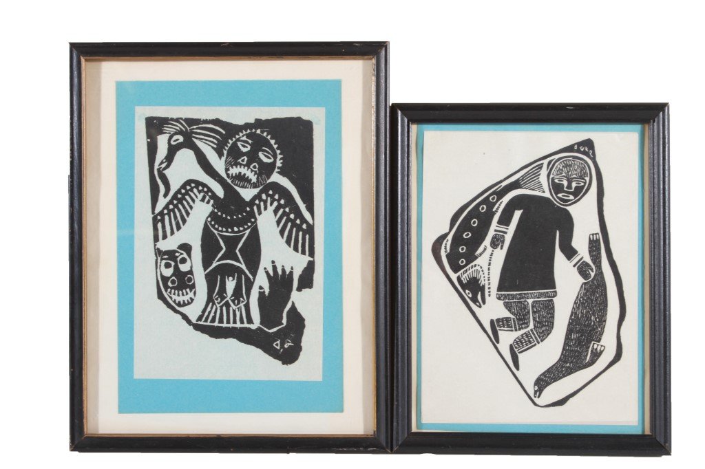 Inuit Framed Woodblock Prints, 2 (1 of 2)