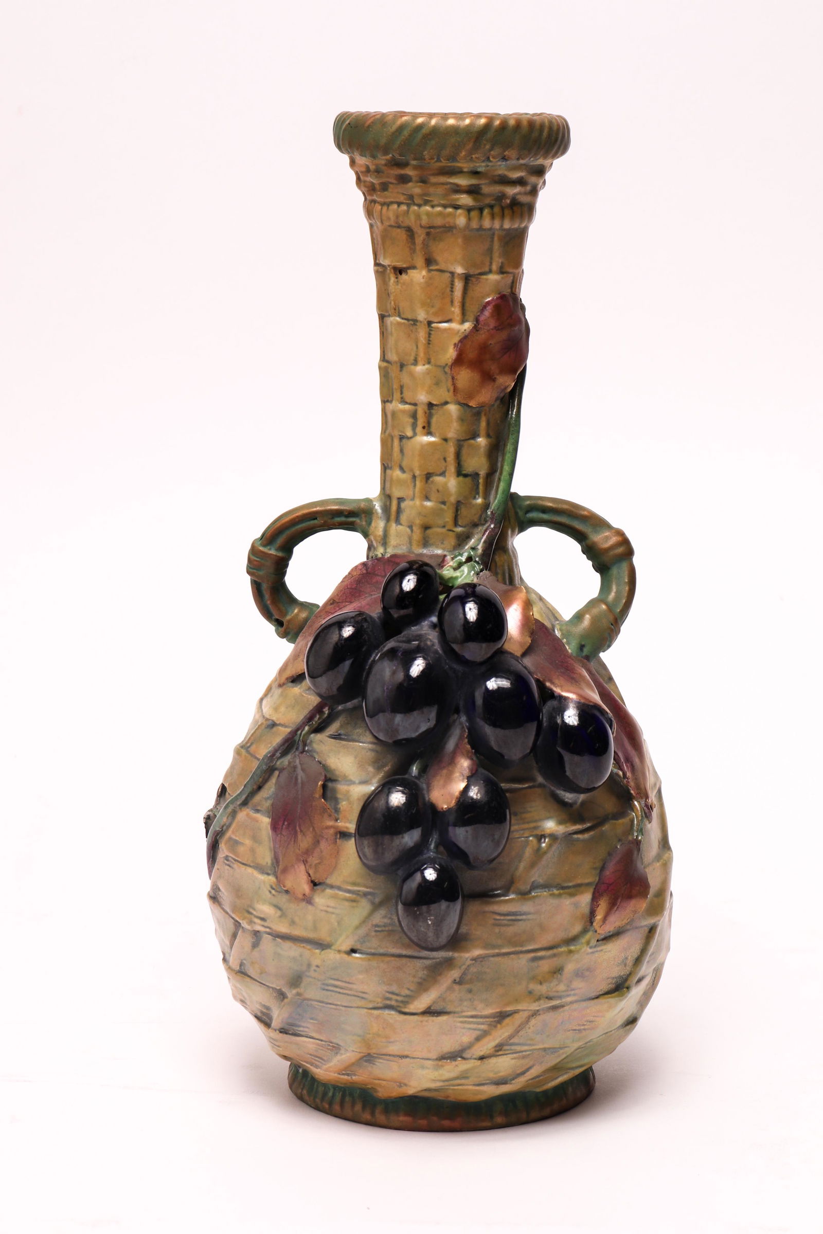 Amphora Austria Art Nouveau Pottery Vase w Grapes (1 of 7)