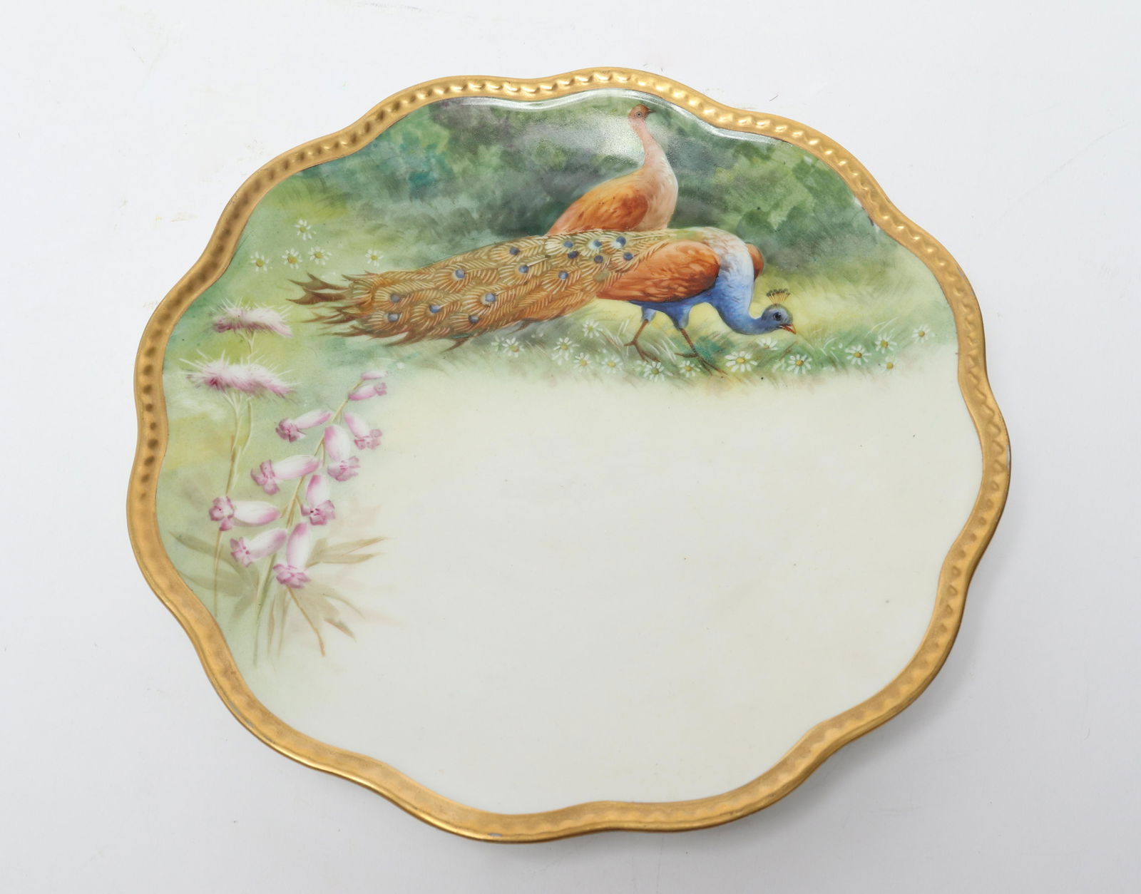 Limoges France Hand-Painted Plate with Peacock (1 of 2)