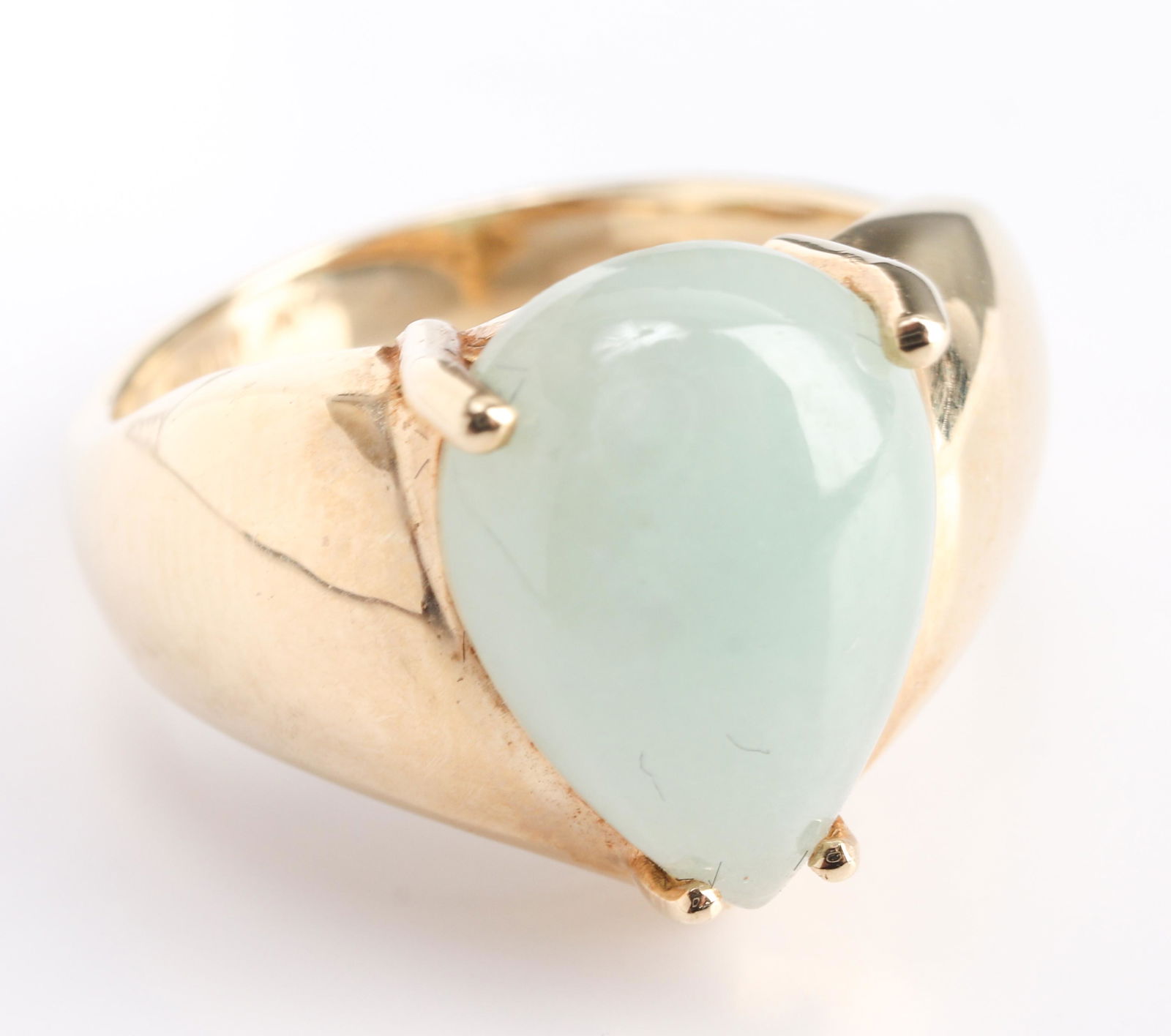 14K Yellow Gold Pear Shaped Jade Ring (1 of 5)