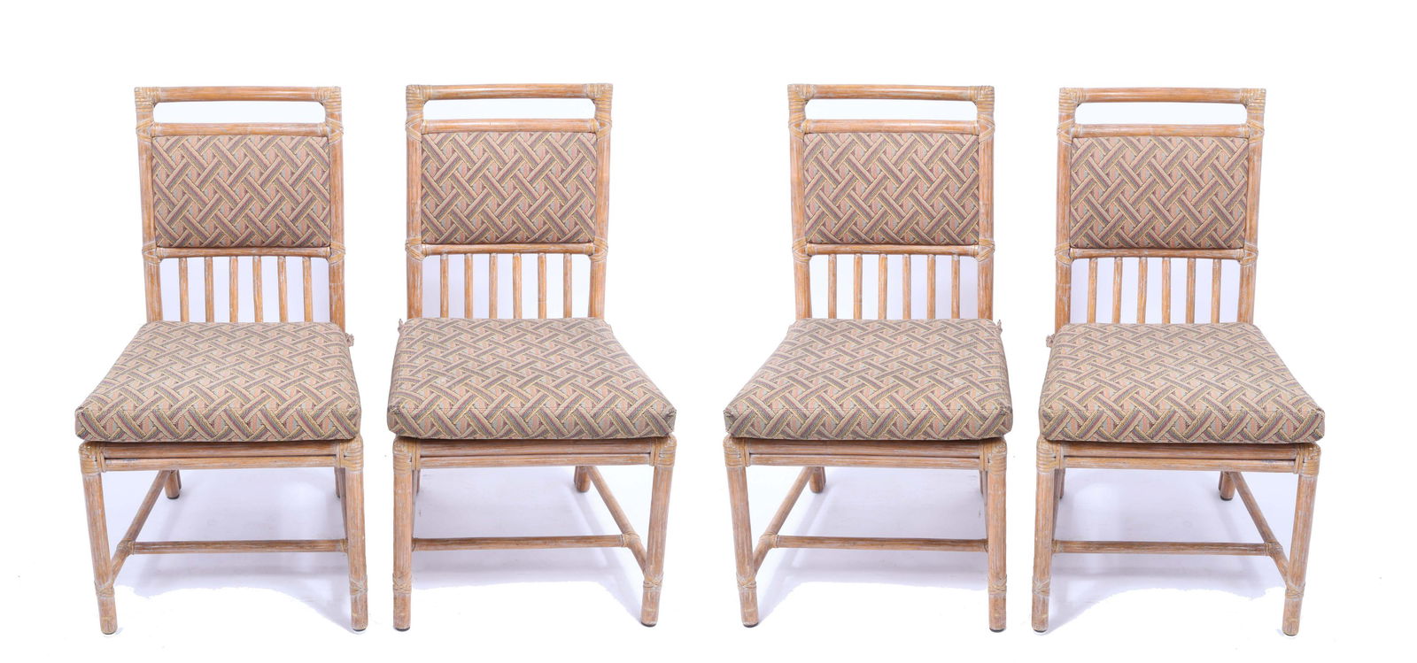 McGuire Bamboo Upholstered Side Chairs, Set of 4 (1 of 7)