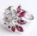 14K White Gold Diamond & Ruby Cocktail Ring - 6