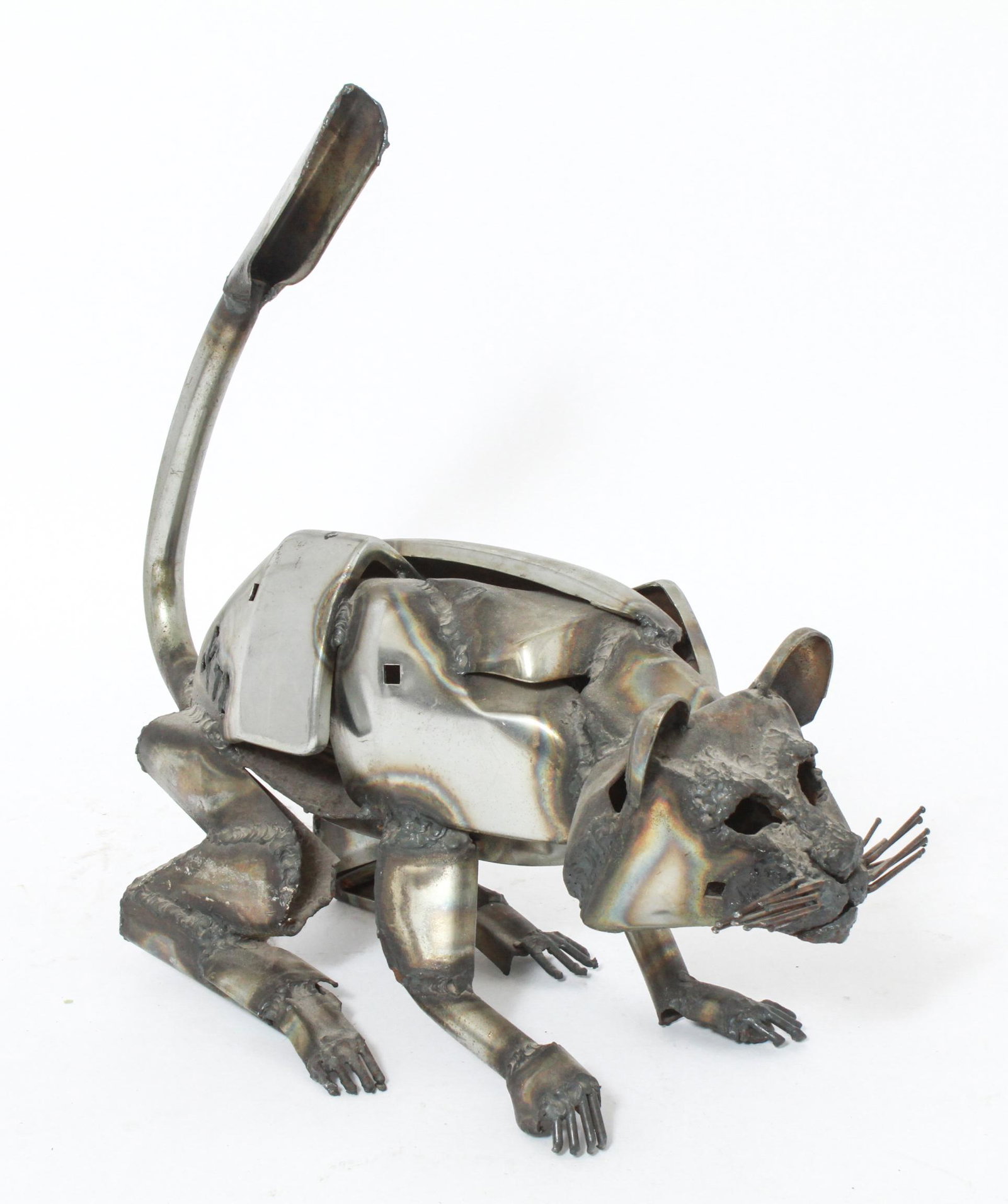 Brutalist Modern Chrome Plated Cat Sculpture (1 of 4)