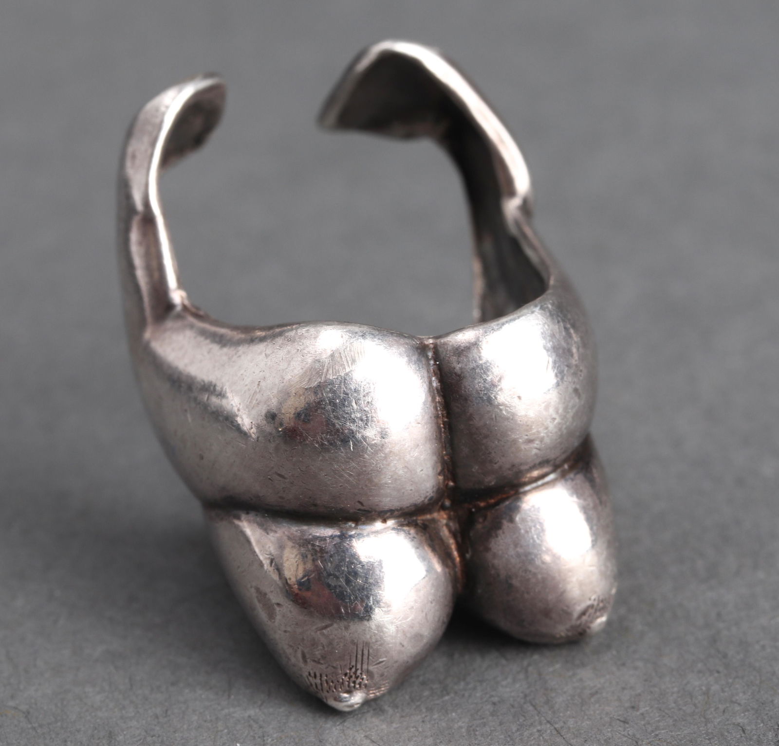 Mid-Century Modern Silver Tits & Ass Ring (1 of 6)