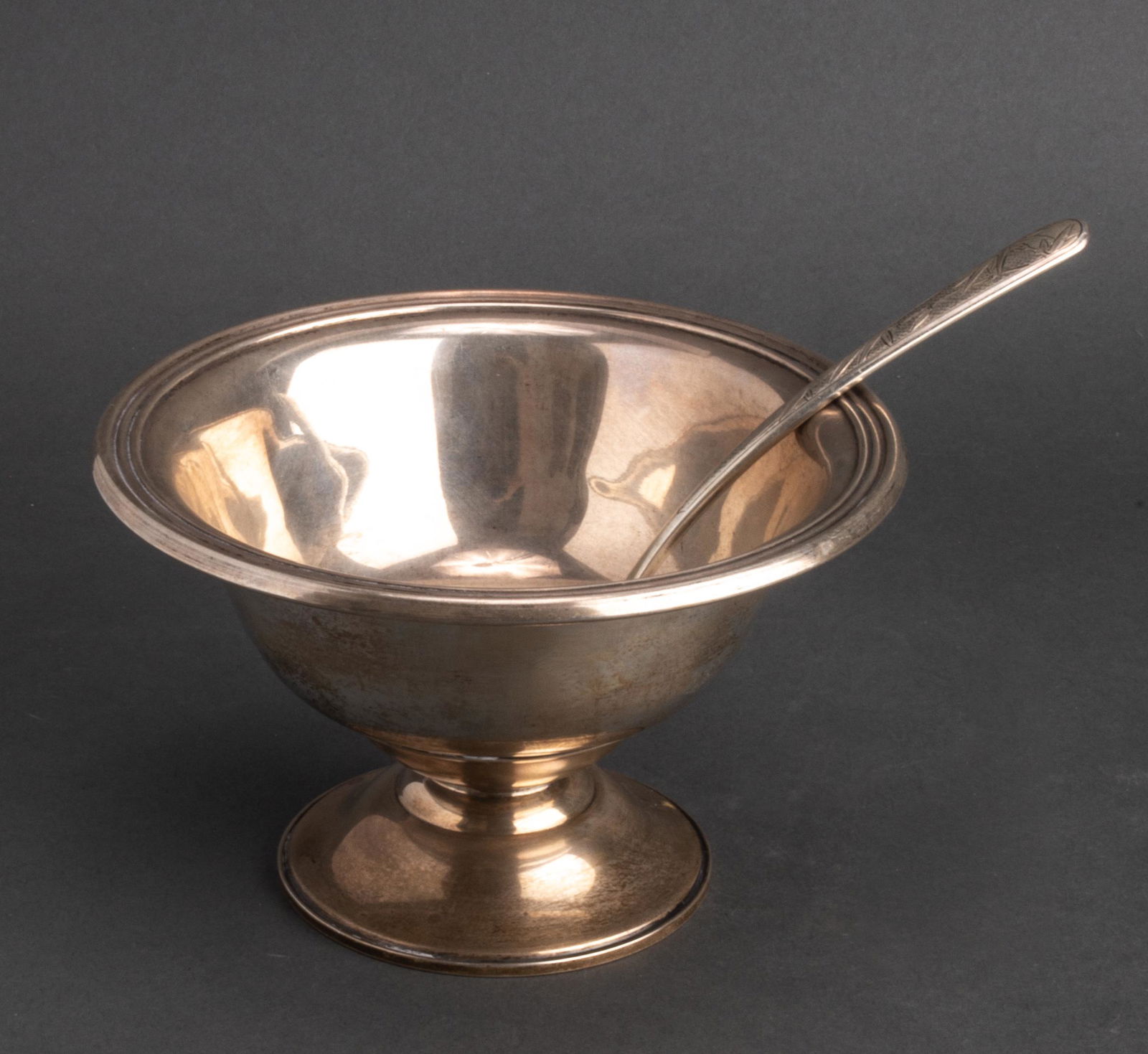 Art Deco Sterling Silver Footed Bowl & Spoon, 2 (1 of 5)